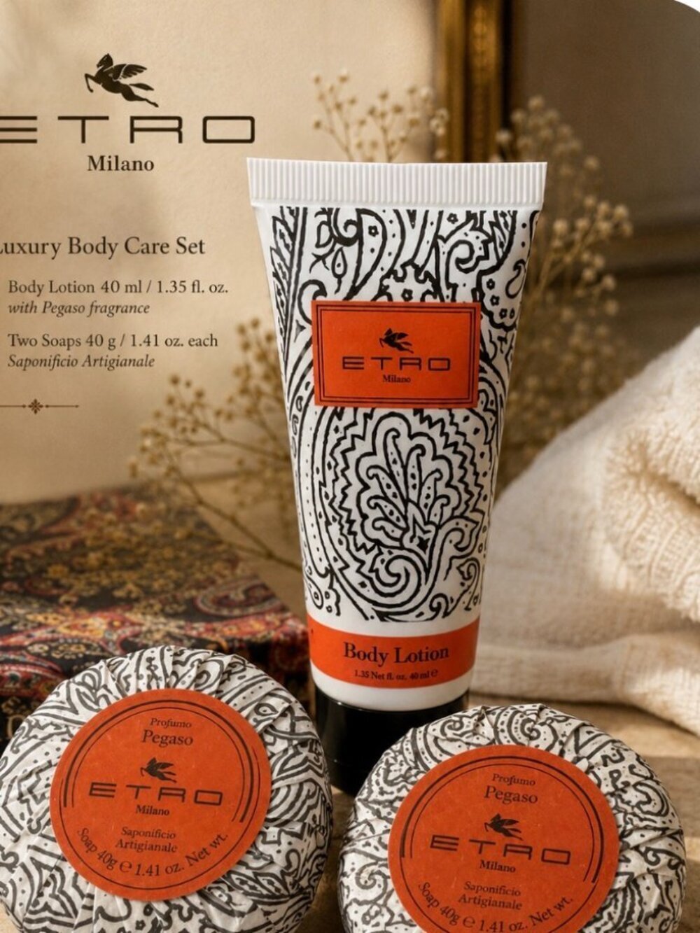 ETRO Milano Pegaso Luxury Body Care Set  Travel Gift Set of 3 NEW